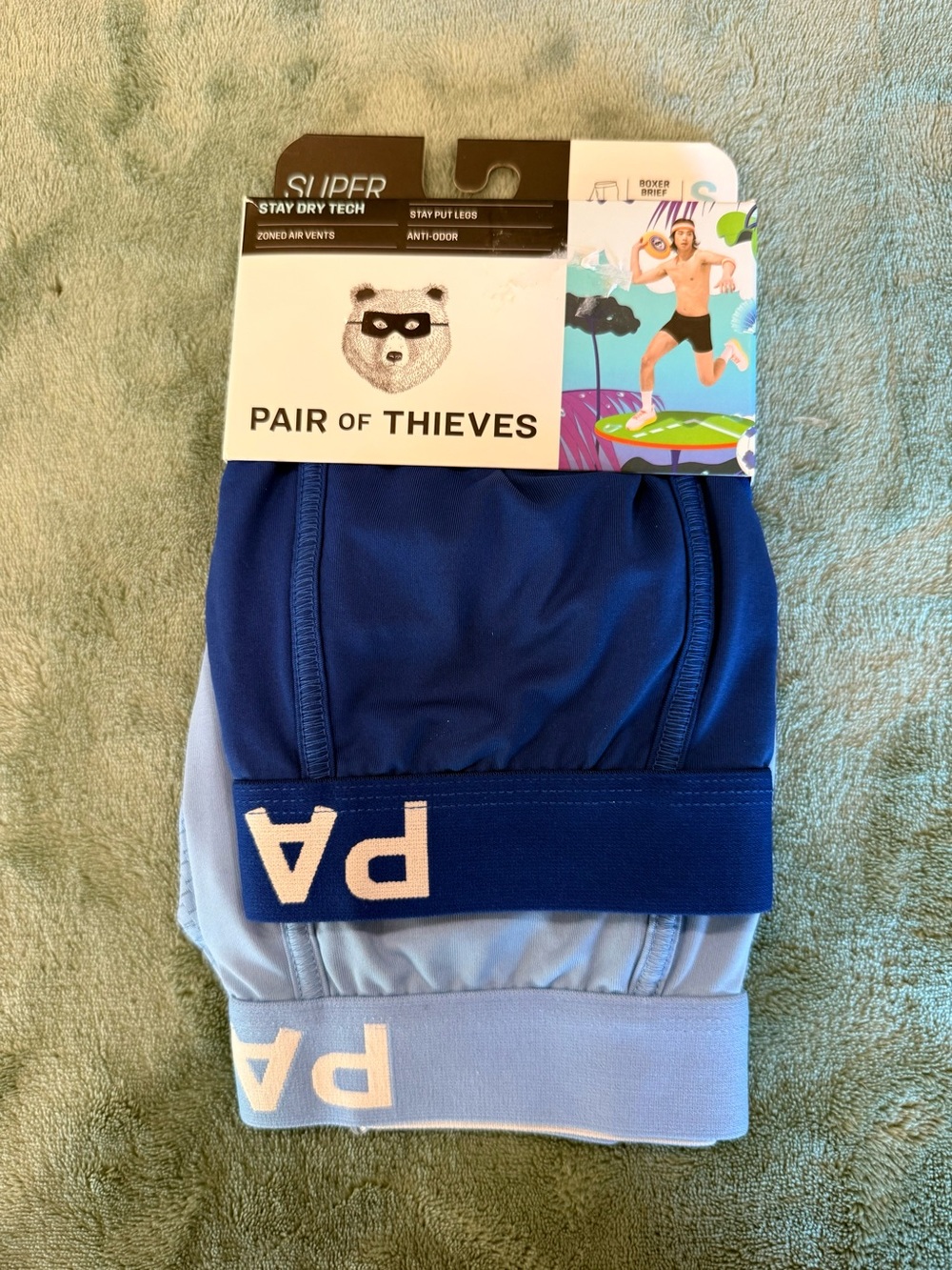 Pair of Thieves Men's 2-Pack Performance Boxer Briefs - Navy & Light Blue small